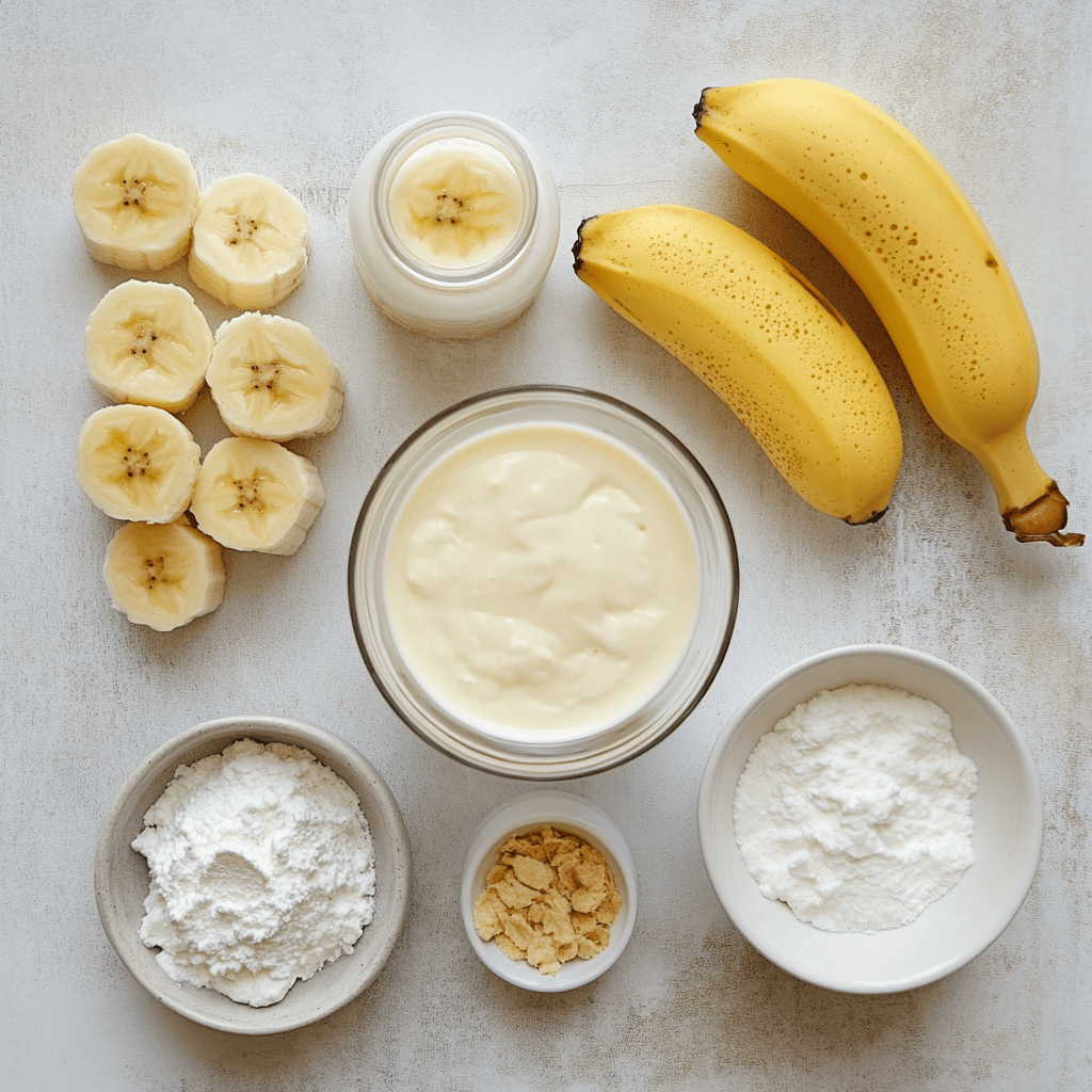 Mini Banana Pudding Cups: A Quick and Delicious Dessert Recipe 3 Ingredients for banana pudding cups arranged on a kitchen counter