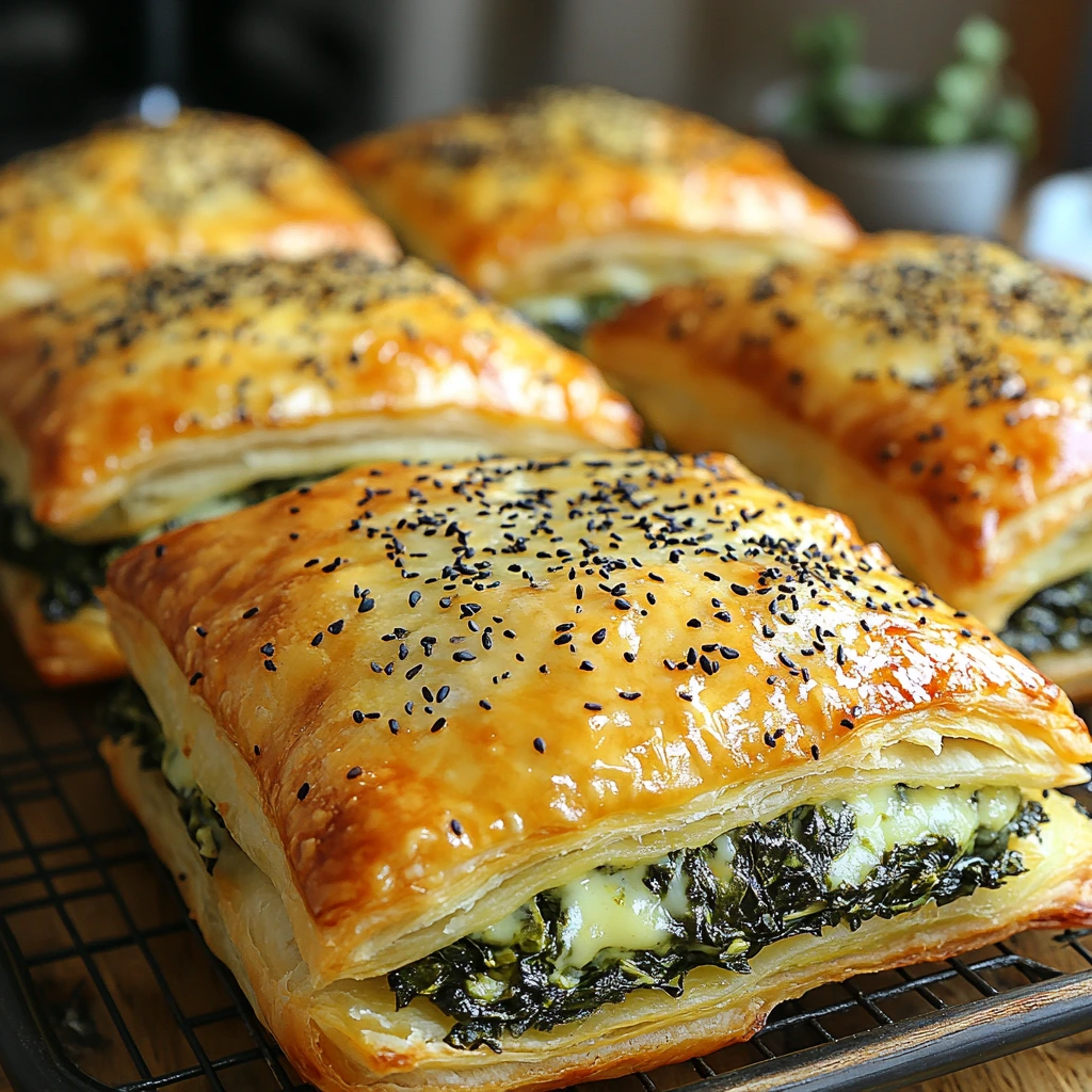 Golden-brown spinach squares garnished with fresh parsley, served on a white ceramic plate with a cozy kitchen background.