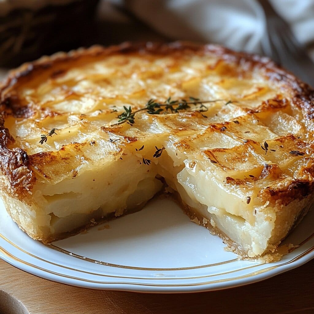 Passover Potato Pie: A Delicious and Traditional Holiday Recipe 2 A golden Passover potato pie on a wooden table.