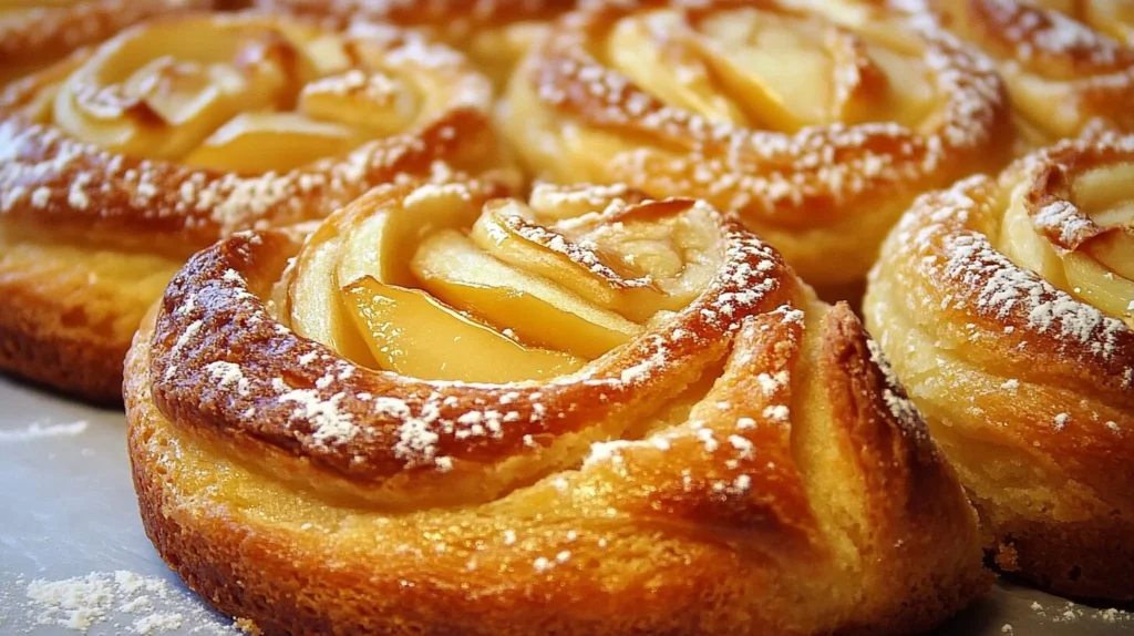 Japanese apple pastry with a golden crust and caramelized apple filling 