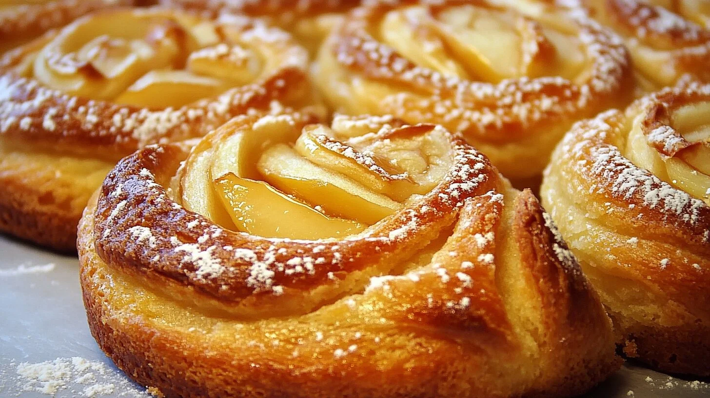 Japanese apple pastry with a golden crust and caramelized apple filling